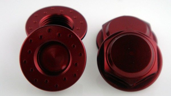 KP-348FN-RED - 17MM Flanged Wheel Nuts (4) - Fine Thread